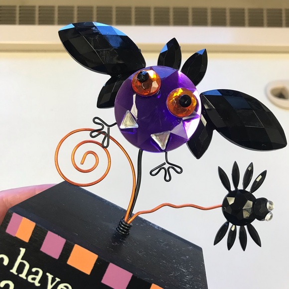 Halloween Fangtastic Jeweled Message Block - Have a Fangtastic Halloween Bat - Picture 3 of 4